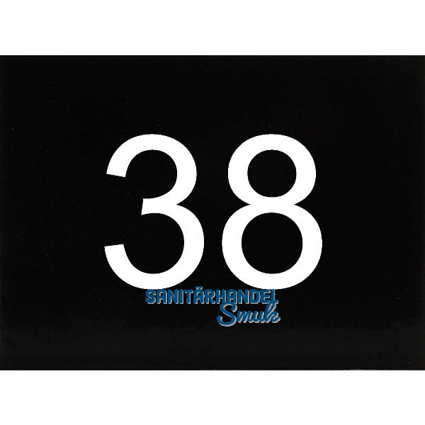 Nummernschild selbstklebend, 40 x 30 mm, Type 38, Kunststoff schwarz gl�nzend