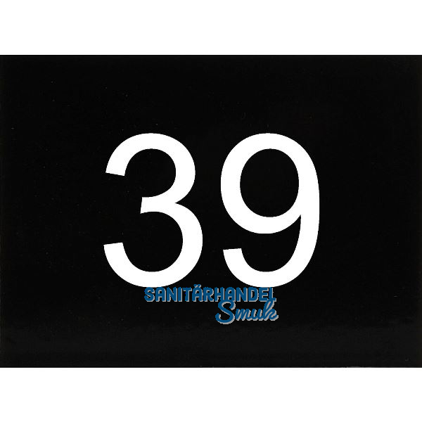Nummernschild selbstklebend, 40 x 30 mm, Type 39, Kunststoff schwarz gl�nzend