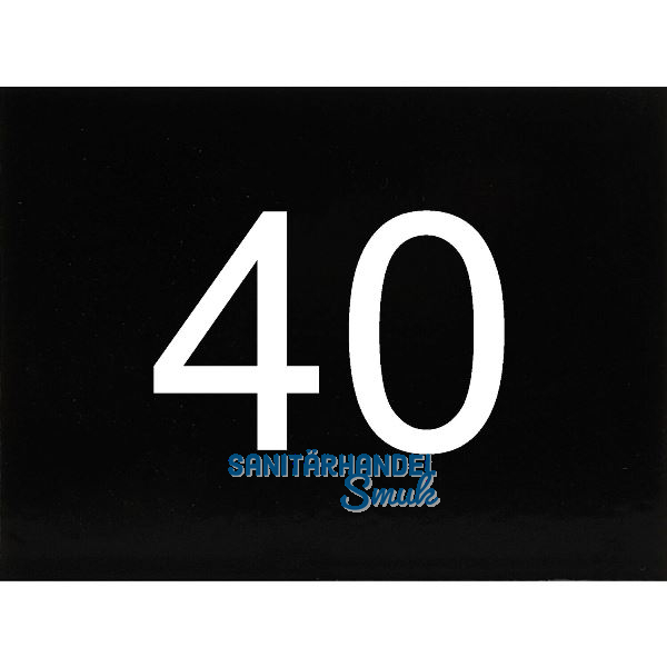 Nummernschild selbstklebend, 40 x 30 mm, Type 40, Kunststoff schwarz gl�nzend