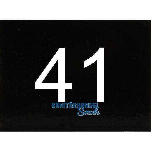 Nummernschild selbstklebend, 40 x 30 mm, Type 41, Kunststoff schwarz gl�nzend