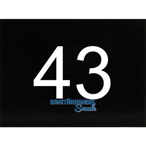 Nummernschild selbstklebend, 40 x 30 mm, Type 43, Kunststoff schwarz gl�nzend