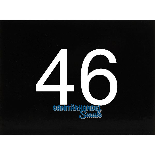 Nummernschild selbstklebend, 40 x 30 mm, Type 46, Kunststoff schwarz gl�nzend