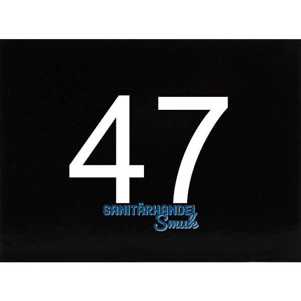 Nummernschild selbstklebend, 40 x 30 mm, Type 47, Kunststoff schwarz gl�nzend