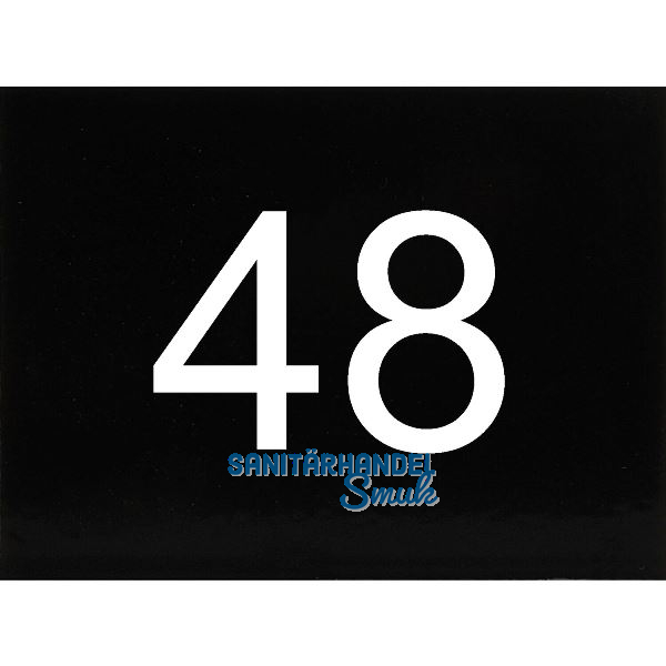Nummernschild selbstklebend, 40 x 30 mm, Type 48, Kunststoff schwarz gl�nzend