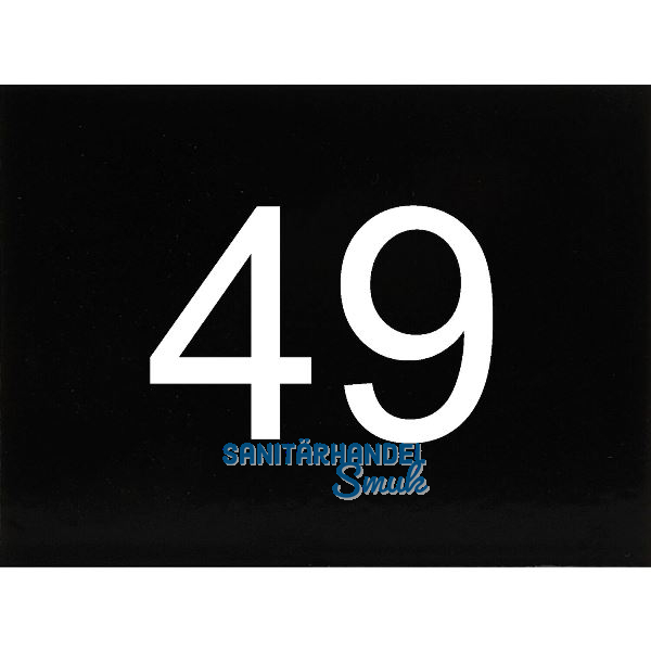 Nummernschild selbstklebend, 40 x 30 mm, Type 49, Kunststoff schwarz gl�nzend