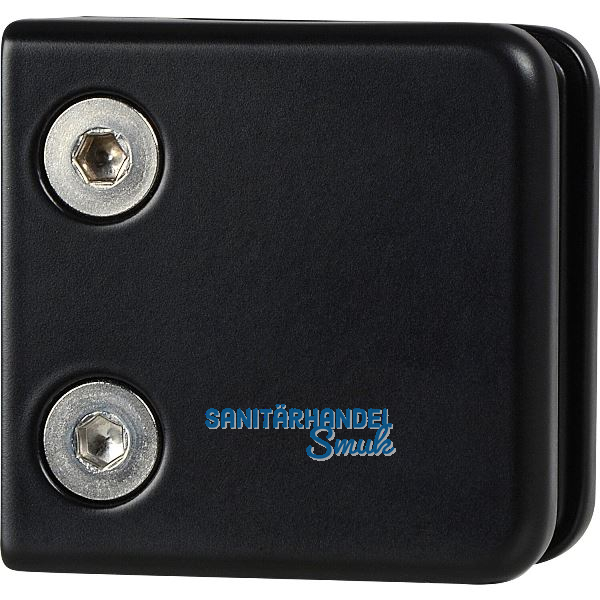 CROSO Glasklemmbeschlag f�r Vierkantrohr,eckig 53x53x29mm, schwarz matt RAL9005