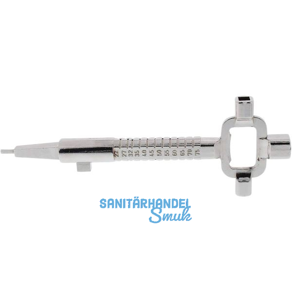 Universal-Bauschl�ssel mit Messskala, Gesamtl�nge 195 mm, Stahl vernickelt