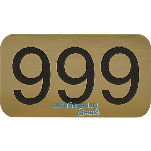 Nummernschild selbstklebend, 35 x 20 mm, Type 51-999, Kunststoff gold metallic