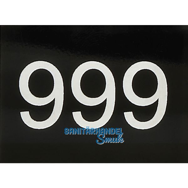 Nummernschild selbstklebend, 40 x 30 mm, Type 51-999,Kunststoff schwarz gl�nzend