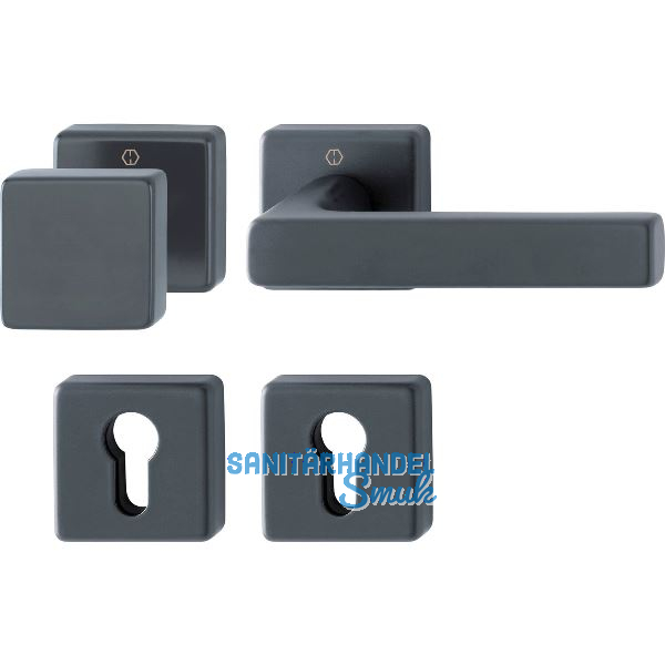 HOPPE Wechselgarnitur DALLAS auf Rosette eckig, Aluminium schwarz matt