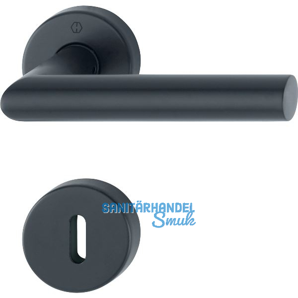 HOPPE Dr�ckergarnitur AMSTERDAM - auf Rosette BB, Edelstahl schwarz matt