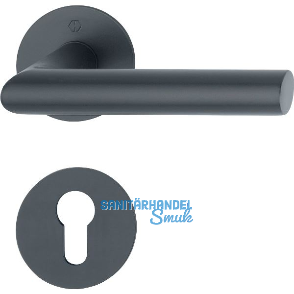 HOPPE Dr�ckergarnitur AMSTERDAM - auf Flachrosette PZ, Edelstahl schwarz matt