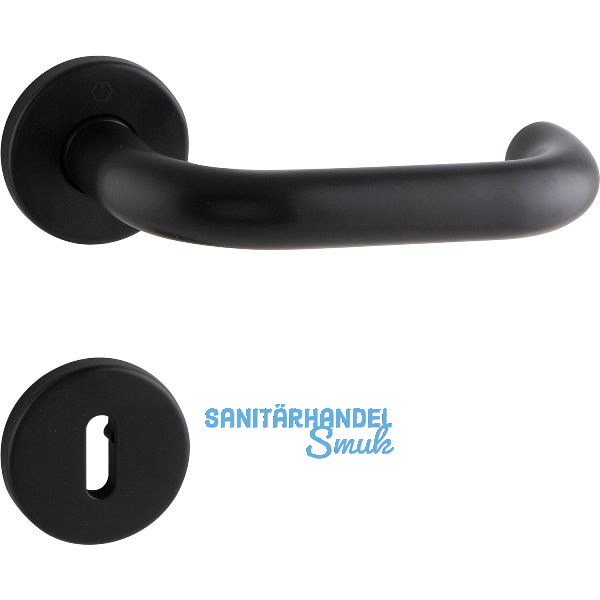 HOPPE Dr�ckergarnitur PARIS auf Rosette BB, 37 - 42 mm, Edelstahl schwarz matt