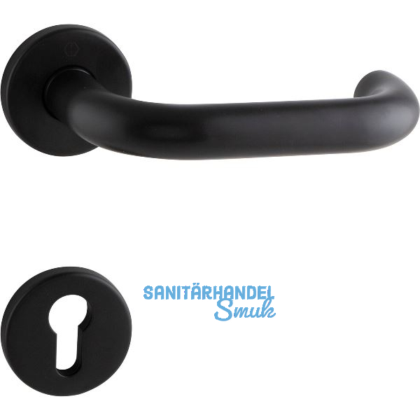 HOPPE Dr�ckergarnitur PARIS auf Rosette PZ, 37 - 42 mm, Edelstahl schwarz matt