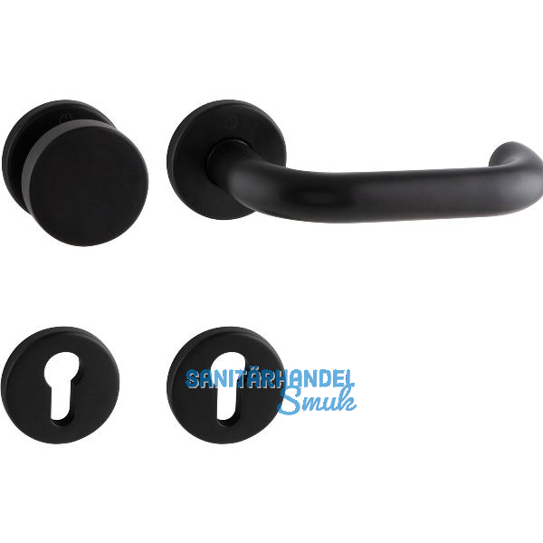 HOPPE Wechselgarnitur PARIS auf Rosette, 37 - 42 mm, Edelstahl schwarz matt