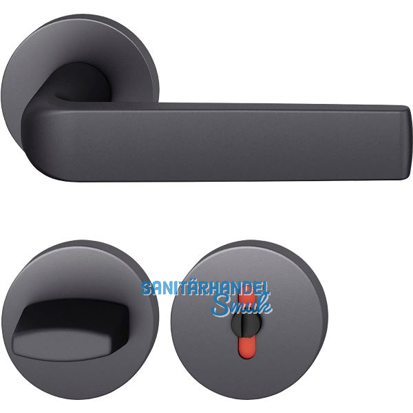 FSB Dr�ckergarnitur 12 1267 ASL auf Rosette WC DIN, Aluminium schwarz matt