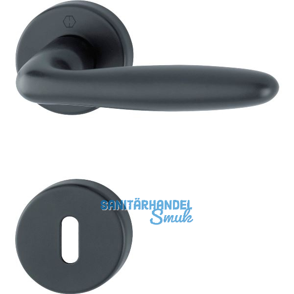 Dr�ckergarnitur VERONA auf Rosette BB, T�rst�rke 37 - 47, Aluminium schwarz matt