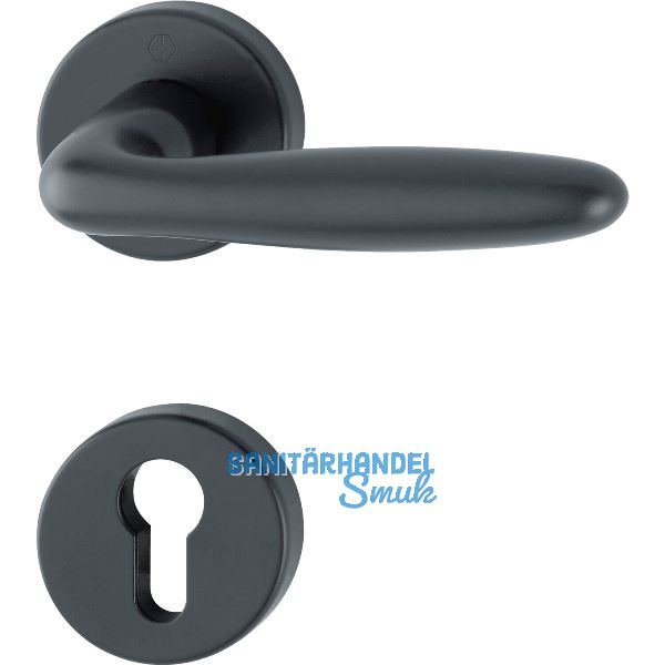 Dr�ckergarnitur VERONA auf Rosette PZ, T�rst�rke 37 - 47, Aluminium schwarz matt