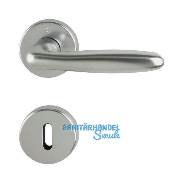 Dr�ckergarnitur VERONA auf Rosette BB, T�rst�rke 37 - 47, Edelstahl-Effekt