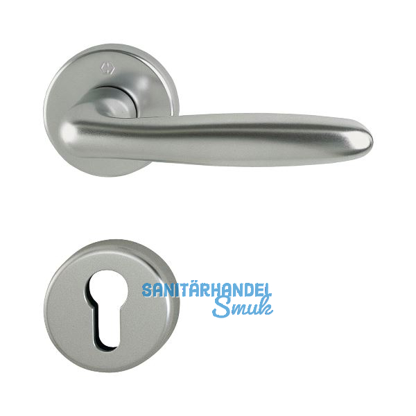 Dr�ckergarnitur VERONA auf Rosette PZ, T�rst�rke 37 - 47, Edelstahl-Effekt