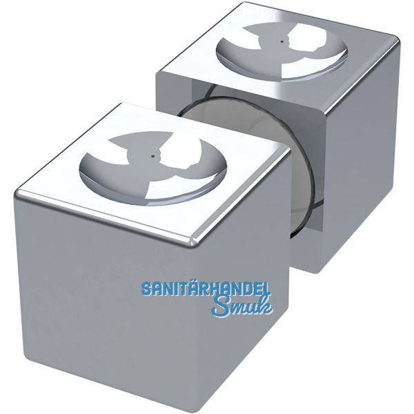 Duscht�rknopf eckig, 20 x 20 mm, Aluminium verchromt poliert
