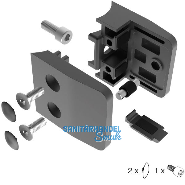 ECONOMY Glasklemmbeschlag f�r Rundrohr 42,4mm, eckig Edelstahl schwarz matt