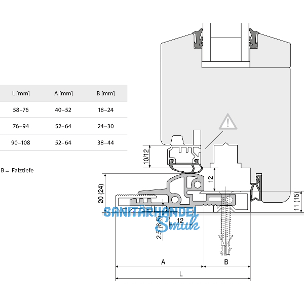 Dichtung T�rschwelle f�r TRANSIT 58 - 76, 2500 mm, silber eloxiert
