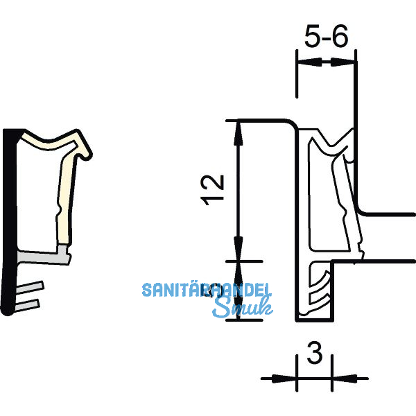 Fl�gelfalz- und �berschlagdichtung SP6865, Kunststoff wei�