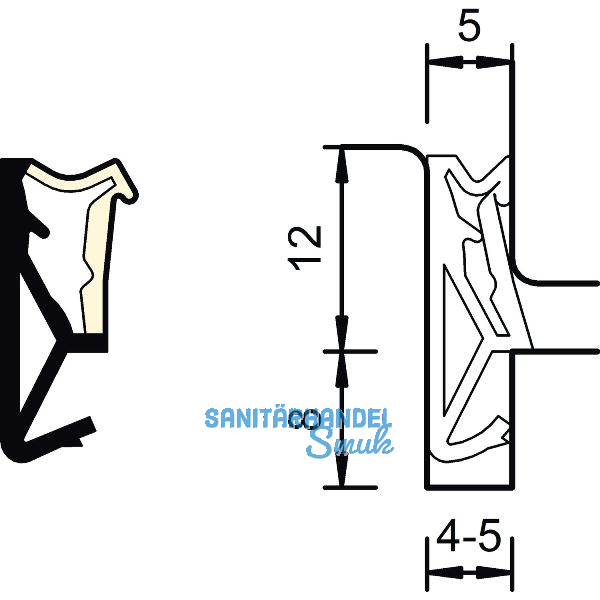 Fl�gelfalzdichtung SP 125, Kunststoff schwarz