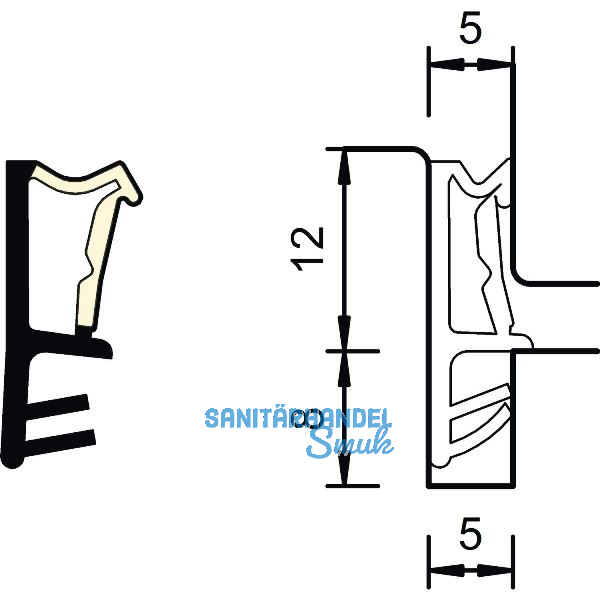 Fl�gelfalzdichtung SP 6850, Kunststoff schwarz