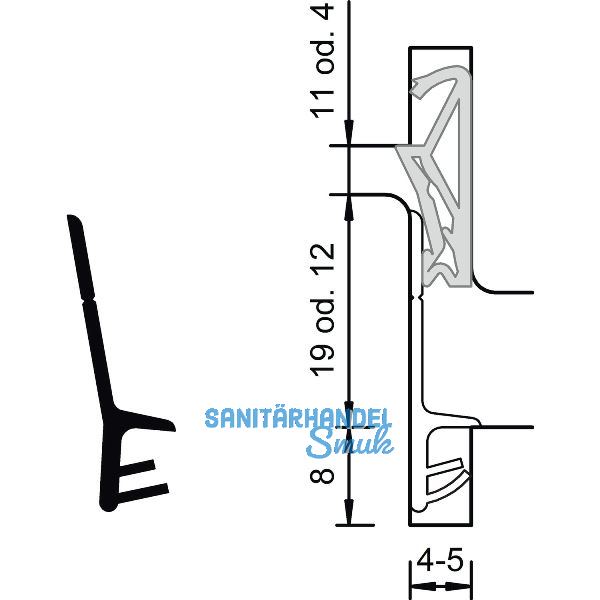 Stulpdichtung S 6600e, Kunststoff rustikalbraun