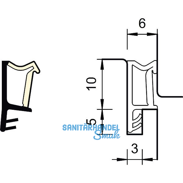 �berschlagdichtung SP 103a, Kunststoff wei�