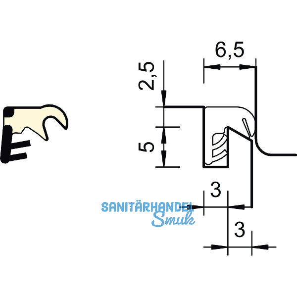 �berschlagdichtung SP 33b, Kunststoff graphitgrau