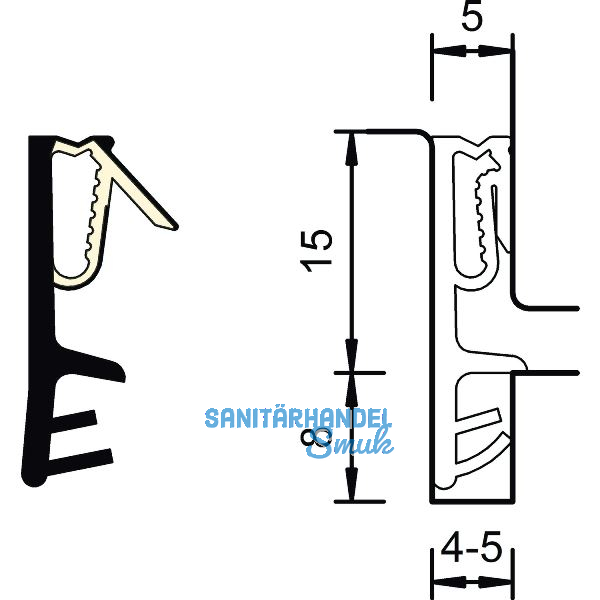 Fl�gelfalzdichtung SP 7715, Kunststoff wei�