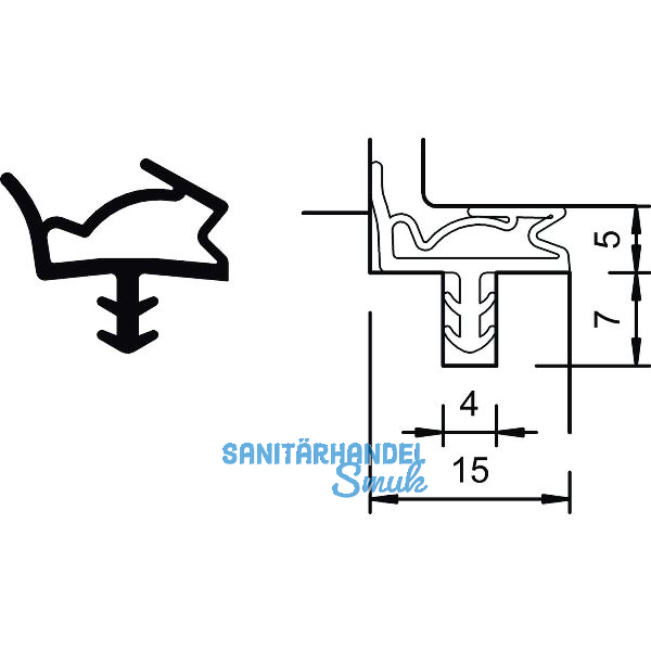 T�ranschlagdichtung S 6615, Kunststoff wei�