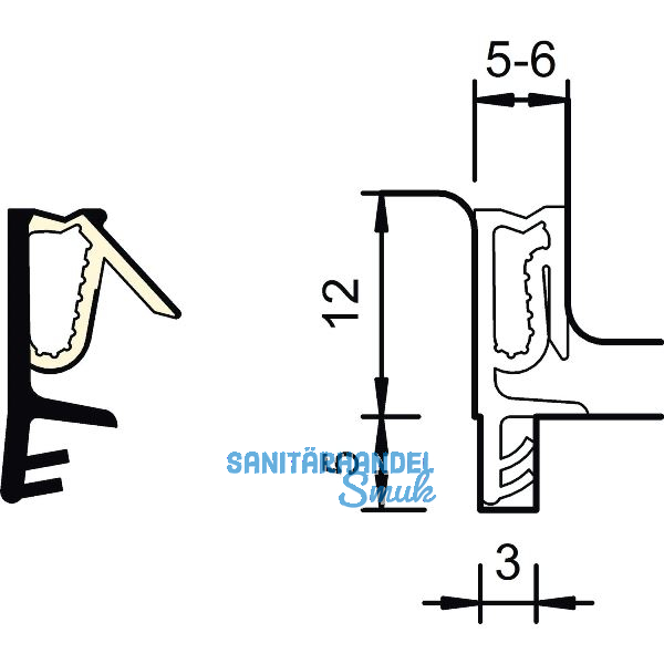 Fl�gelfalzdichtung SP 7603, Kunststoff graphitgrau