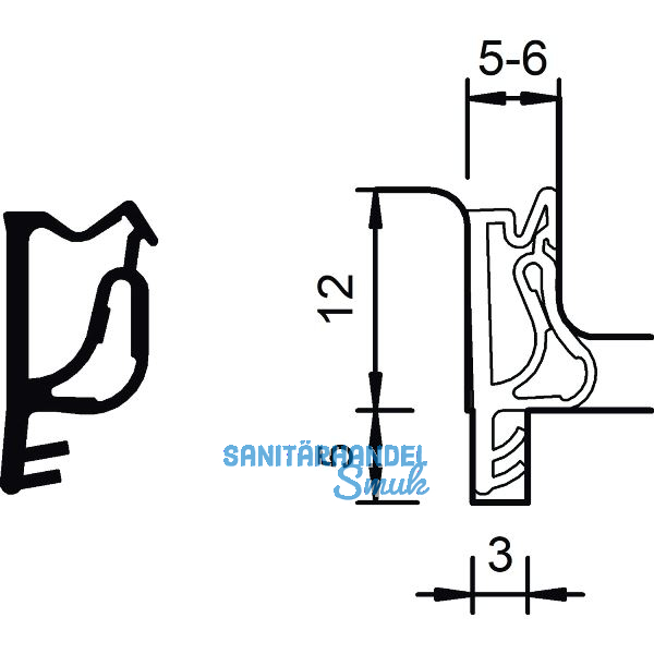 Fl�gelfalz- und �berschlagdichtung S 7503b, Kunststoff graphitgrau