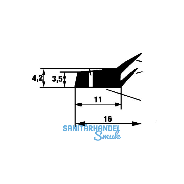 Dichtungsprofil mit Nagell�chern 2D, Stange mit 2,2 Meter, Kunststoff wei�
