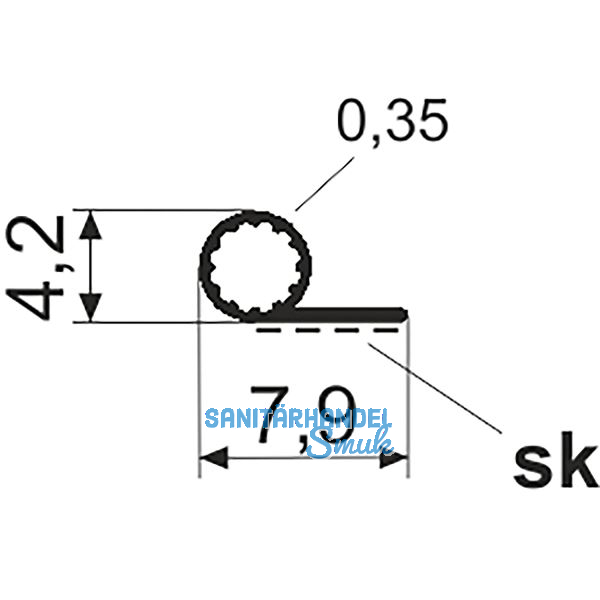 Dichtungsprofil einseitig selbstklebend Typ P3216 SK, Kunststoff wei�