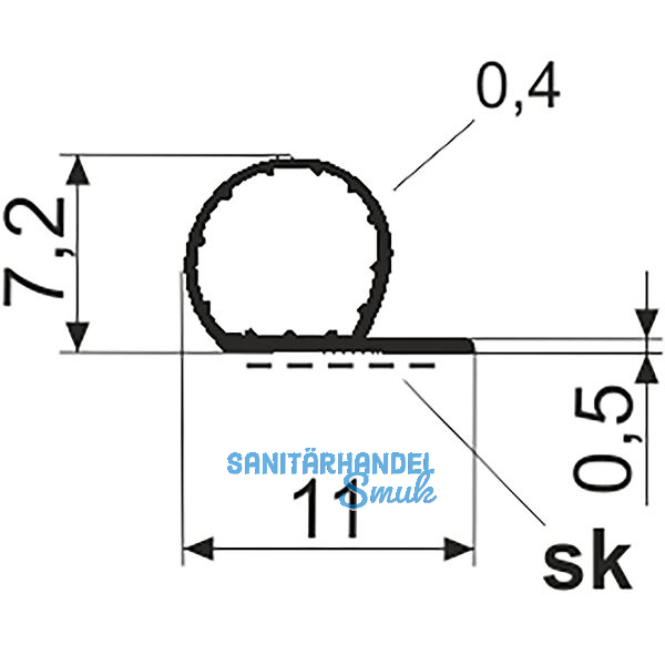 Dichtungsprofil einseitig selbstklebend Typ P3030 SK, Kunststoff wei�