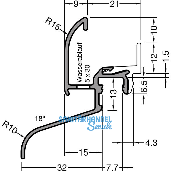 GUTMANN Regenschutzschiene Kocher L� 32 F-TXL, L=6000 mm, Alu mittelbronze(G214)