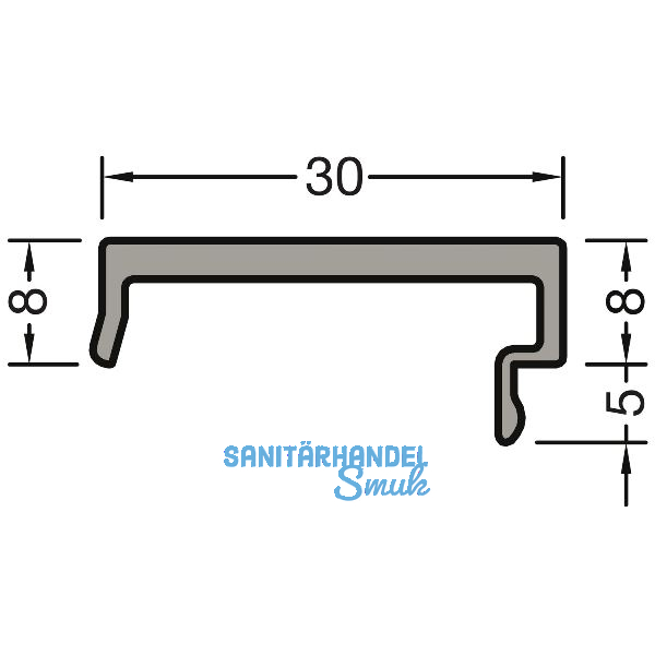GUTMANN Deckel D8 Weser L=6000 mm auf Ma� Alu silber eloxiert
