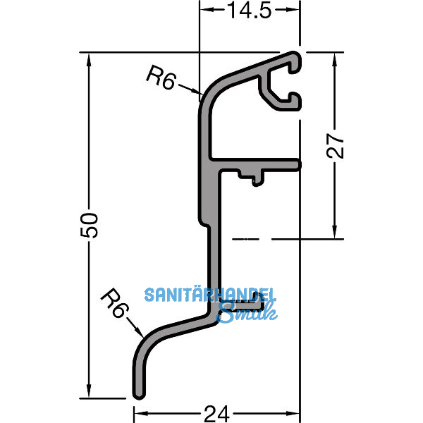 GUTMANN Regenschutzschiene Spree 24 OF L=6000 mm Alu mittelbronze elox. (G214)