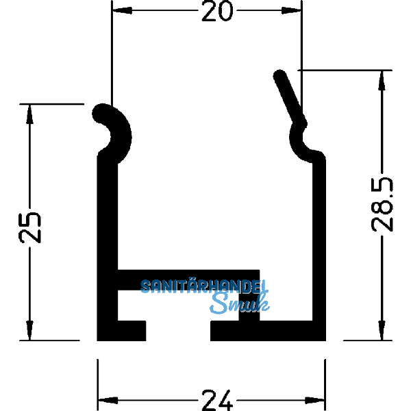 GUTMANN Weser Unterbau-Adapterprofil P3940 L=6000 mm auf Ma� Aluminium blank