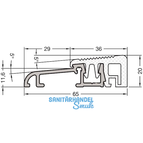 GUTMANN T�rschwelle Weser 65 TI L=6000 mm auf Ma� 65 x 20 mm silber eloxiert