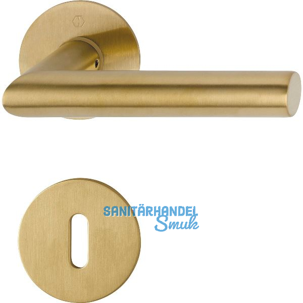 HOPPE Dr�ckergarnitur AMSTERDAM Flachrosette, rund BB, Edelstahl messingfarben