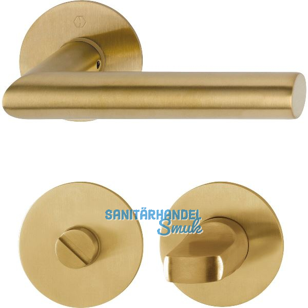 HOPPE Dr�ckergarnitur AMSTERDAM Flachrosette, rund WC, Edelstahl messingfarben