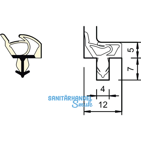 Innent�rdichtung SP 7522, Kurzbund � 6,25 Meter, Kunststoff beige