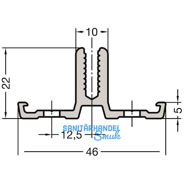 GUTMANN Basisprofil P GF60, L=6000 mm, Aluminium blank