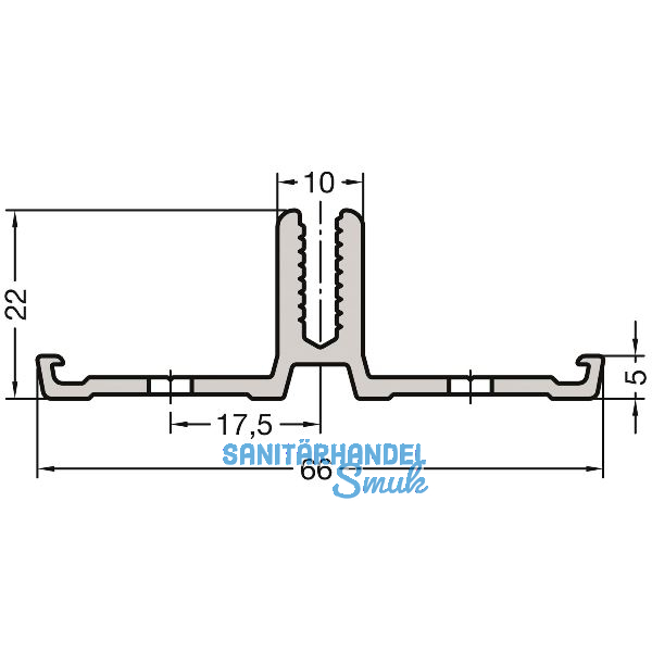 GUTMANN Basisprofil P GF80, L=6000 mm, Aluminium blank
